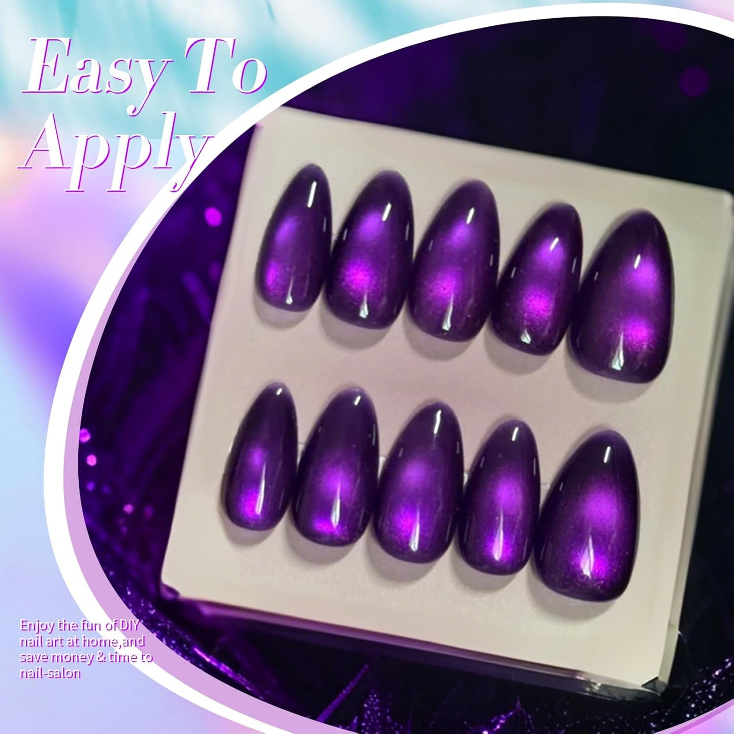 BORN PRETTY Cat Magnetic Eye Gel Nail Polish,Blackish Purple Jelly Glass Magnetic Gel Polish,Glitter Soak Off Nail Art Salon Manicure Home Gift 15ml-BrightBean Baby