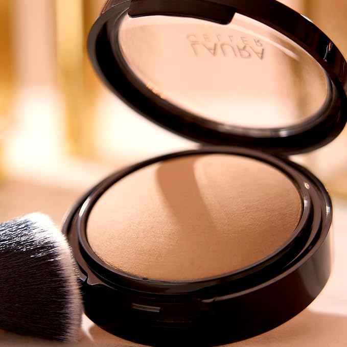 LAURA GELLER NEW YORK Baked Double Take Powder Foundation - Golden Medium - Buildable Medium to Full Coverage - Matte Finish-BrightBean Baby