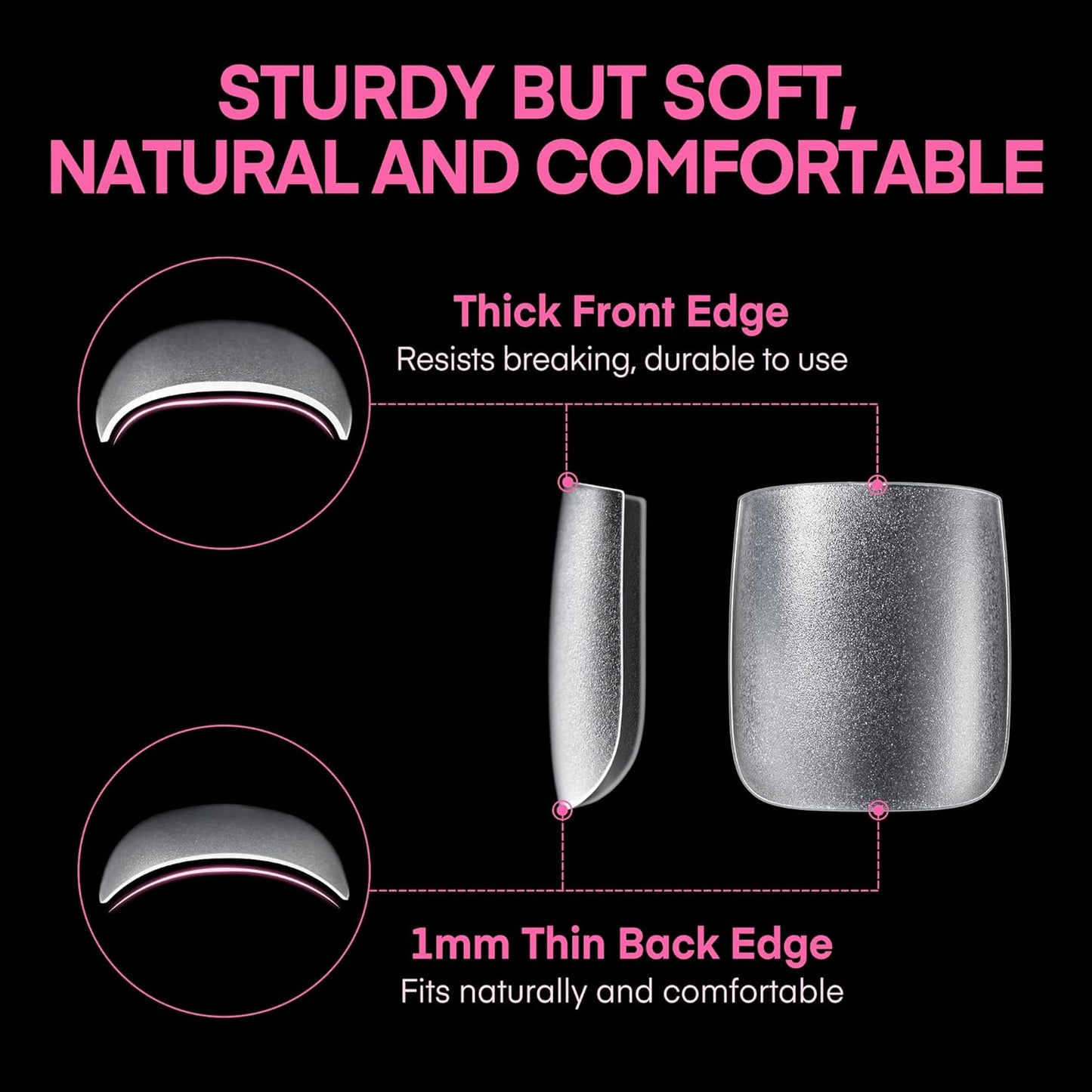 UNA GELLA Square Toe Nail Tips For Big Toe, 504Pcs 15Sizes Soft Gel Full Cover Toe Nail Tip Pre-buff Fake Acrylic Toe Nail Press Ons Soak Off Pedicure For Nail Extensions Home DIY Nail Salon-BrightBean Baby