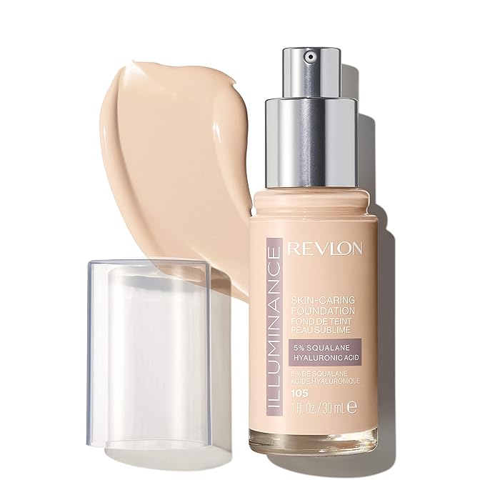 Revlon Illuminance Skin-Caring Liquid Foundation, Hyaluronic Acid, Hydrating and Nourishing Formula with Medium Coverage, 105 Cream Ivory (Pack of 1)-BrightBean Baby