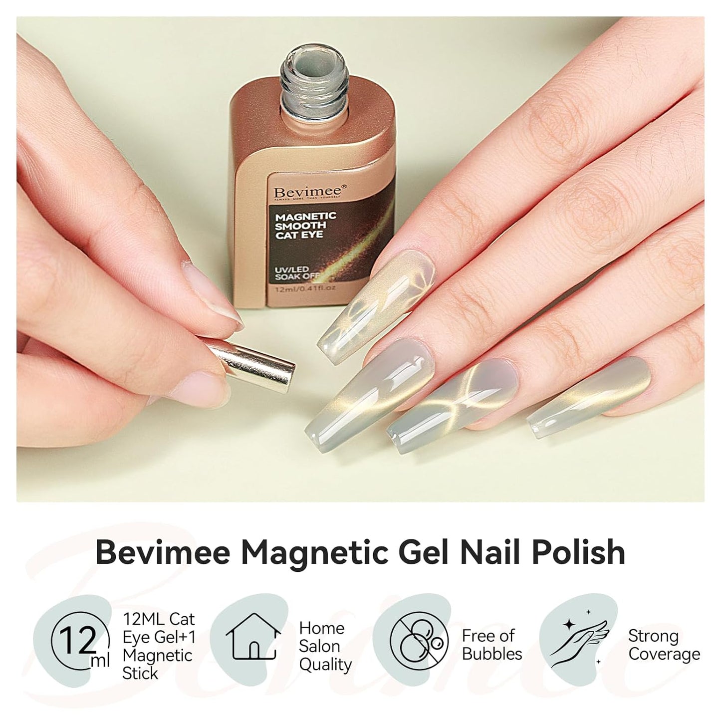 Cat Eye Nail Polish Glass Jelly Magnetic Gel Polish Smoothie Glitter Gloss Shine Holographic Celadon Color Velvet UV Gel Polish For Nail Art Manicure DIY At Home 12ml-BrightBean Baby