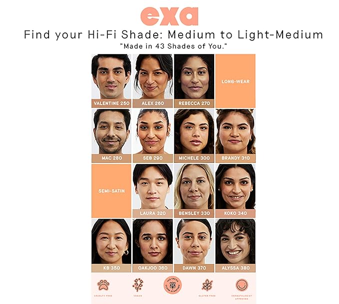 Exa Beauty - Natural High Fidelity Foundation | Clean, Vegan, Cruelty-Free Makeup (Alex 260)-BrightBean Baby