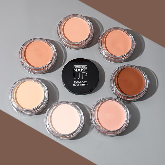7 Color Solid Concealer Full Coverage Correcting Cream Concealer Waterproof Long-lasting Under Eye Concealer for Dark Circles Color Corrector Pro Concealer (Color 03)-BrightBean Baby