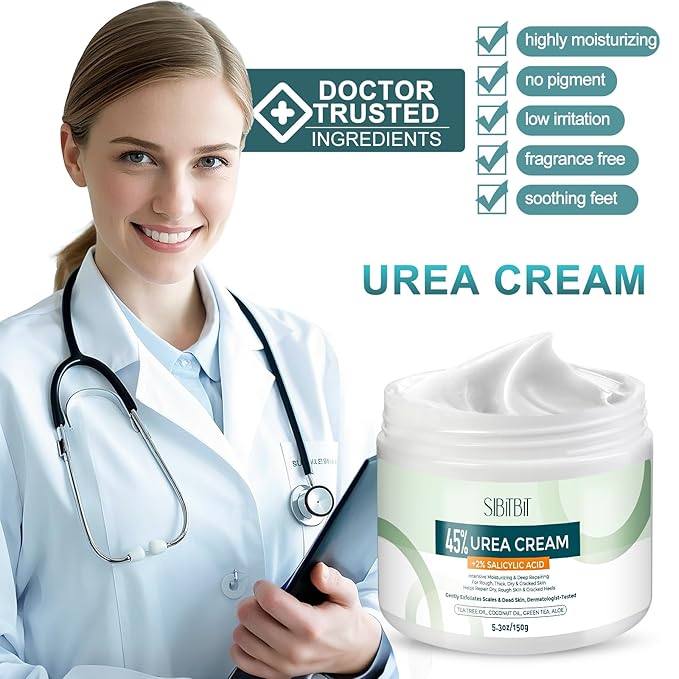 Urea Cream 45% for Feet with Maximum Strength Moisturizing, with 2% Salicylic Acid, for Dry and Cracked Heel, Foot, Elbows, Dead Skin Calluses Remover, 5.29 OZ, Foot File, Foot Mask Cover (10 pairs)-BrightBean Baby