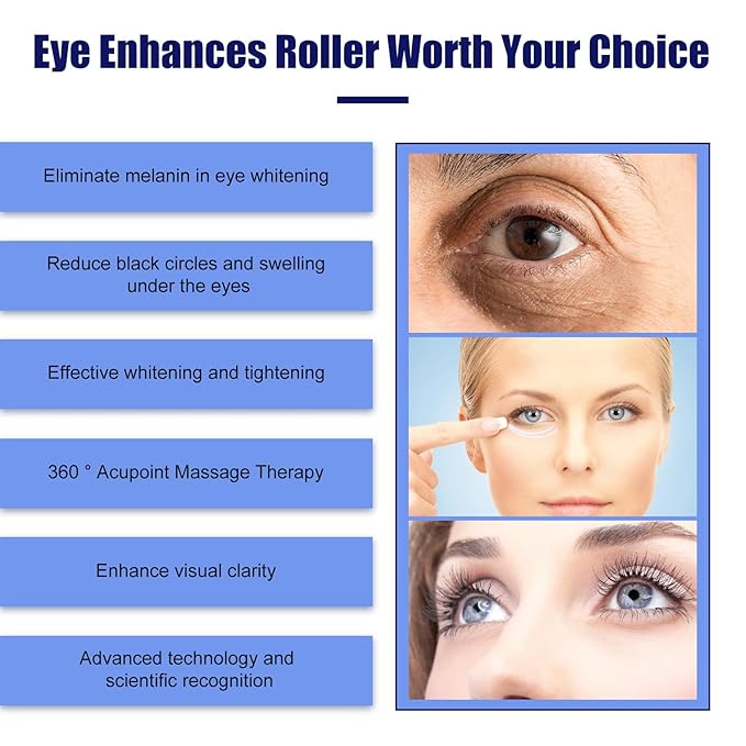 Caffeine Eye Cream with 360° Eye roller for Puffy Eyes -Under Eye Cream for Dark Circles and Puffiness - 5% Caffeine Eye Serum Reduce Wrinkles, Fine Lines and Under Eye Bags-BrightBean Baby