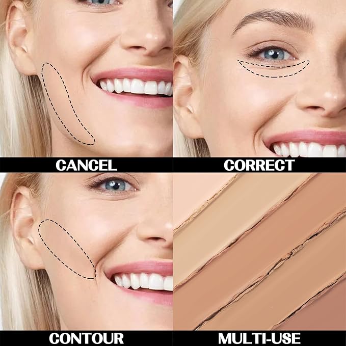 5 In 1 Multi-Use Correcting Concealer Palette,Waterproof Long Lasting Contour Palette,Professional Creamy Concealer Kit for Women,Easy to Create Full Coverage and Natural Finish.#2-BrightBean Baby