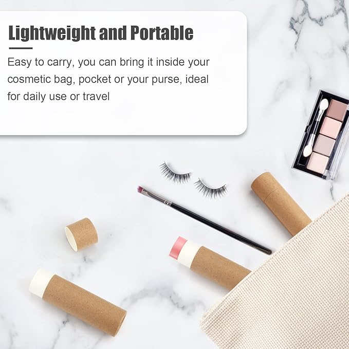 10 Pcs 25g Paperboard Lip Balm Tubes Refillable Krafts Paper Lipstick Tube Round Cardboard Empty Lip Gloss Container Holder Tubes for DIY Chapstick Salve Cosmetic Lotion Solid Perfume - Brown-BrightBean Baby