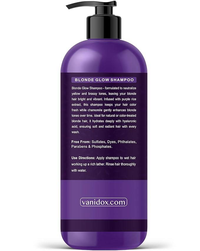 Sulfate Free Brass Toning Purple Shampoo for Blondes, Brown Highlighted, or Bleached Hair, Infused with Purple Rice Extract, Hyaluronic Acid, Vitamin E, and Chamomile Extract (16 fl oz)-BrightBean Baby