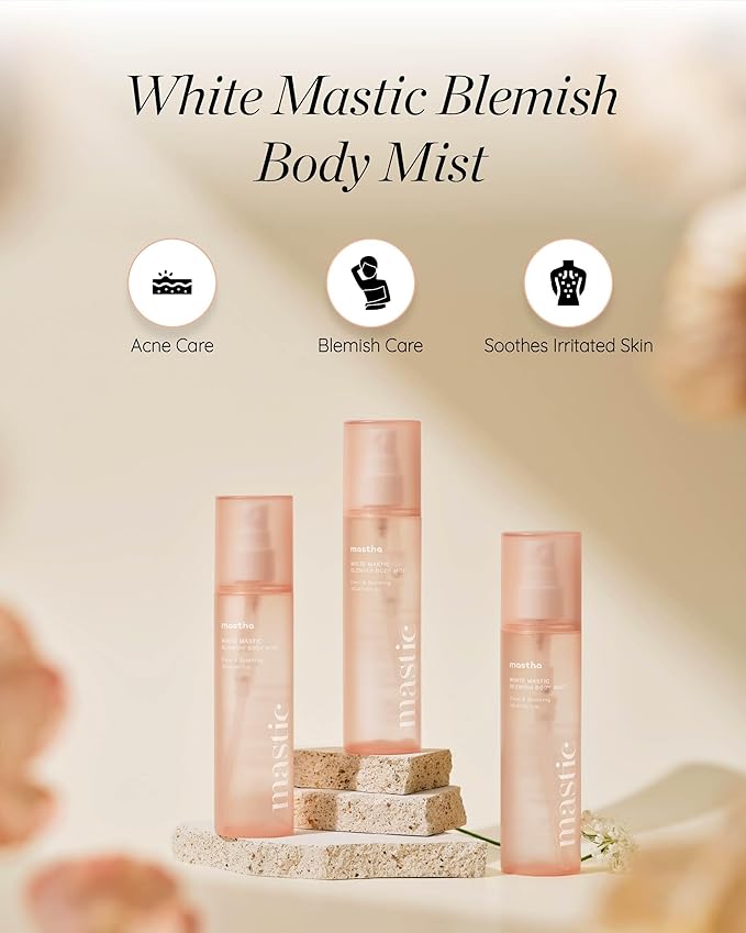 MASTINA White Mastic Body Mist (5.1fl oz) Soothes & Cools Body Spray Fermented Mastic Gum, Brightening & Hydrating Body Spray,Lightweight Moisture & Glow-BrightBean Baby