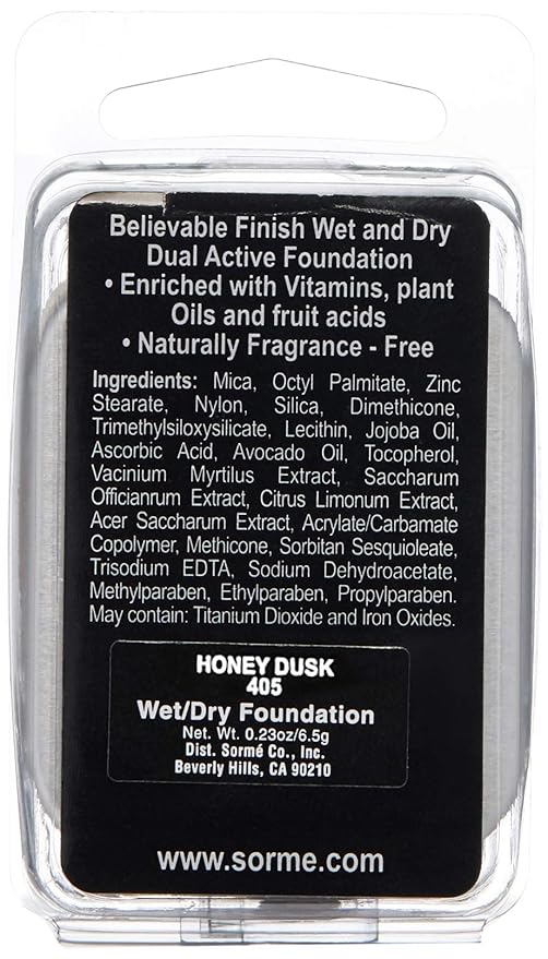 Sorme' Treatment Cosmetics Believable Finish Dual Active Foundation Refill, Honey Dusk-BrightBean Baby
