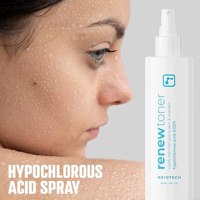 BRIOTECH Renew Toner, Hypochlorous Acid Spray, Minimize Appearance of Blemishes, Soothing Facial Mist for Sensitive Skin, Calm Redness & Bumps, Hypoallergenic & Vegan, 2 fl oz Travel Size (2)