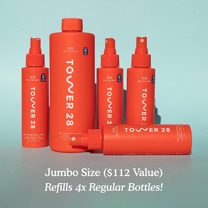 Tower 28 Beauty SOS Daily Rescue Facial Spray Jumbo Refill 16 oz / 480 mL-BrightBean Baby