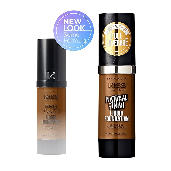 Kiss New York Professional Liquid Foundation - Lightweight and Hydrating Formula, Natural Finish, Control Shine, Cover Pores, Medium to Full Coverage, Green Tea Extract (Warm Coconut)-BrightBean Baby