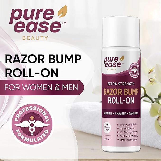 Razor Bump Solution for Bikini Area – Ingrown Hair Serum with Vitamin E, AHA/BHA, Camphor for Post-Shave Skin Care – Supports Smooth Skin on Face, Neck, Underarms