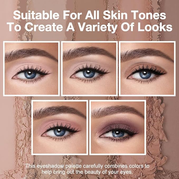 5 Colors Matte Eyeshadow Makeup Palette,Nude Pink Light Dark Brown Highly Pigmented Natural Neutral Eye Shadow Palette,Long Lasting Waterproof Naturing-Looking Women Girls Eye Shadow,Blendable