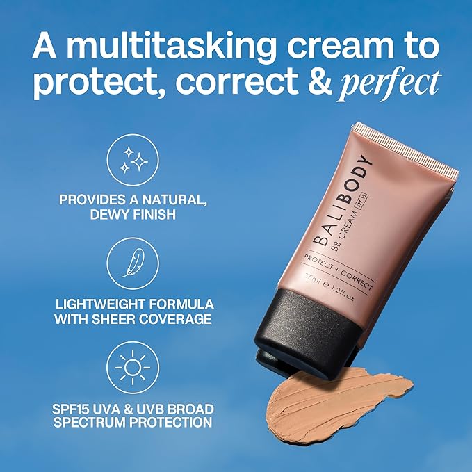 Bali Body BB Cream SPF15 - Tan Shade | Tinted Sheer Face Cream with Hyaluronic Acid & Marine Collagen | Paraben Free, For All Skin Types | Vegan, Cruelty Free Australian Made (35 ml/1.2 fl oz)-BrightBean Baby