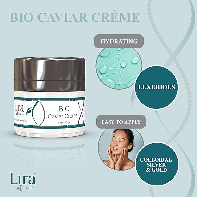 Lira Clinical BIO Caviar Crème - Daily Hydrating Facial Moisturizer with Advanced Peptide Complex and Vitamin C - Night Cream for Dry Skin - Travel Size Nourishing Cream for Skincare Routine - 1 oz-BrightBean Baby