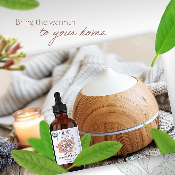 HBNO Organic Clove Bud Essential Oil - 4 oz (120ml) - USDA Certified Organic Clove Bud Essential Oil, Soap Making, DIY, Fragrances, Diffuser-BrightBean Baby