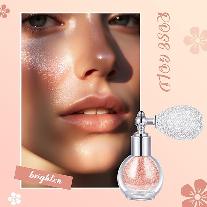 3 Pcs Glitter Spray for Hair and Body, Highlighter Shimmering Spray Powder High Gloss Body Glitter Spray Sparkle Powder for Face Body Cosmetic, Champagne, Pearl White, Bronze Color-BrightBean Baby