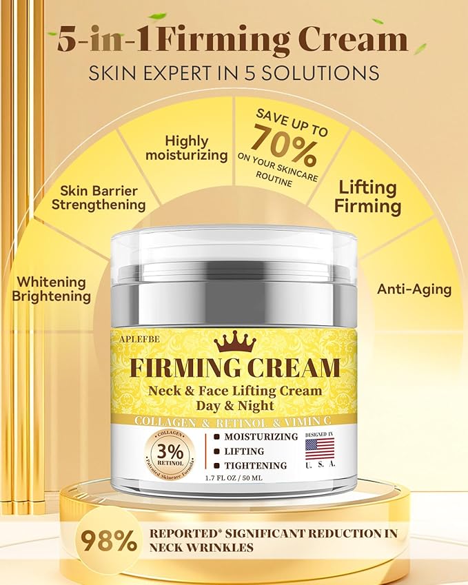 3% Retinol Cream Face Moisturizer, Anti Aging Neck Firming Cream with Collagen, Day & Night Face Cream with Hyaluronic Acid, Lifting & Tightening Wrinkle for Women & Men, 1.7 FL OZ, 3PC-BrightBean Baby