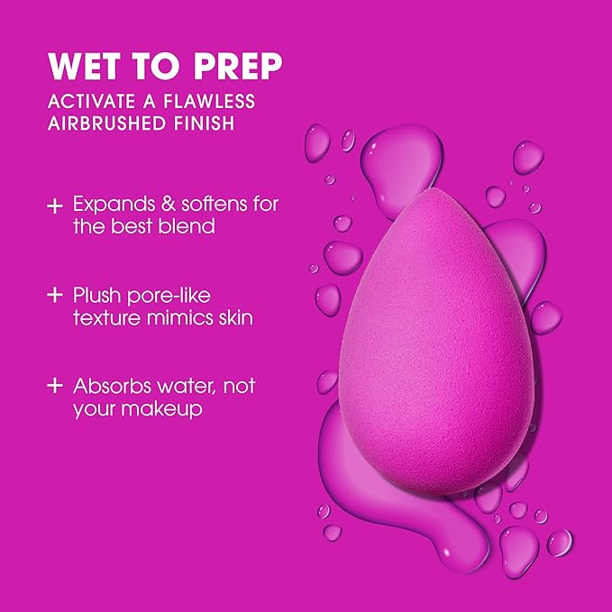 Beautyblender® | Electric Violet Beauty Blender Makeup Sponge, Super-Soft Foam Easily Blends Foundations, Powders & Creams, Made in USA, Reusable, Washable, Streak Free Application, Vegan-BrightBean Baby