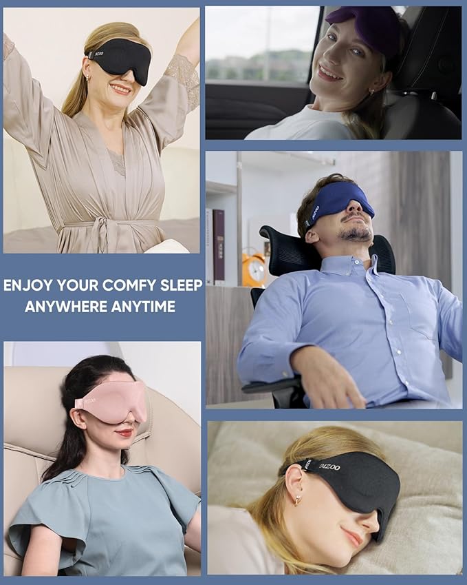 MZOO Luxury Sleep Eye Mask for Side Sleeper Men Women, Zero Eye Pressure 3D Sleeping Mask, Light Blocking Patented Design Night Blindfold, Soft Eye Shade Cover for Travel, Pink-BrightBean Baby