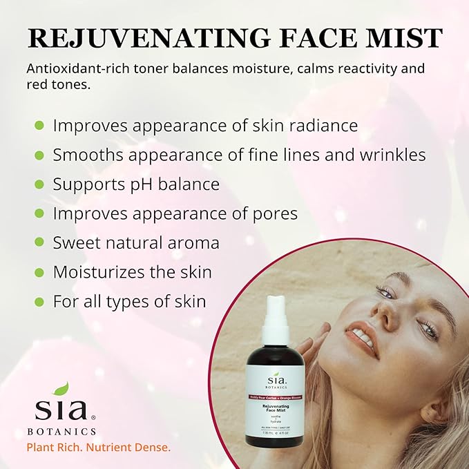 Rejuvenating Face Toner Mist (118ml/4oz Bottle) | Facial Treatment w/Prickly Pear, Aloe Vera, Orange Blossom | Natural, Clean, Botanical Skincare for Women-BrightBean Baby