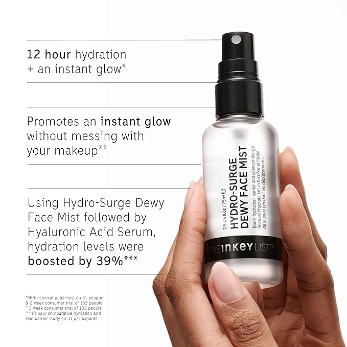 The INKEY List Hydro-Surge Dewy Face Mist 2.6 fl oz, Hydration Boosting Spray, Fragrance-Free & Alcohol-Free, Gentle Formula for Sensitive Skin, On-The-Go Application, Vegan Friendly-BrightBean Baby