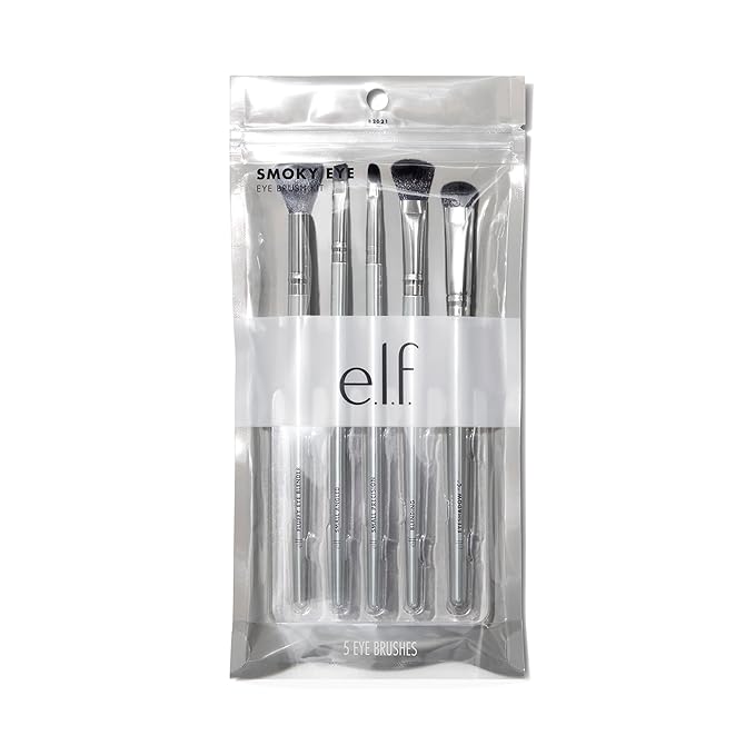 e.l.f. Smoky Eye Brush Kit, 5-Piece Makeup Brush Kit For Creating A Smoky Eye Look, Apply & Blend Eyeshadow, Vegan & Cruelty-Free-BrightBean Baby