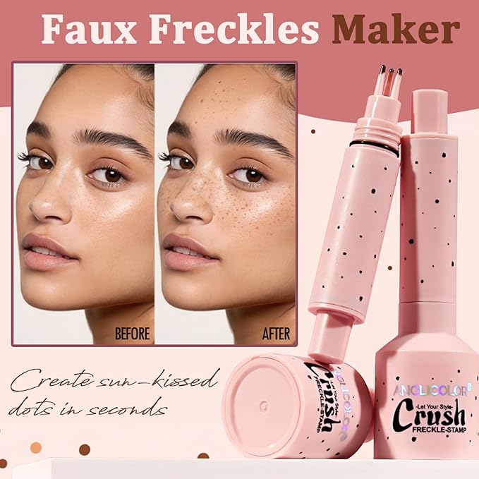 Faux Freckle Stamp, Freckle Pen Waterproof – Faux Freckles Maker for Natural Sun-Kissed Look, Quick-Dry & Long-Lasting, Easy One-Press Application, Cute & Trendy Gift for Women & Girls - 03 Deep-BrightBean Baby