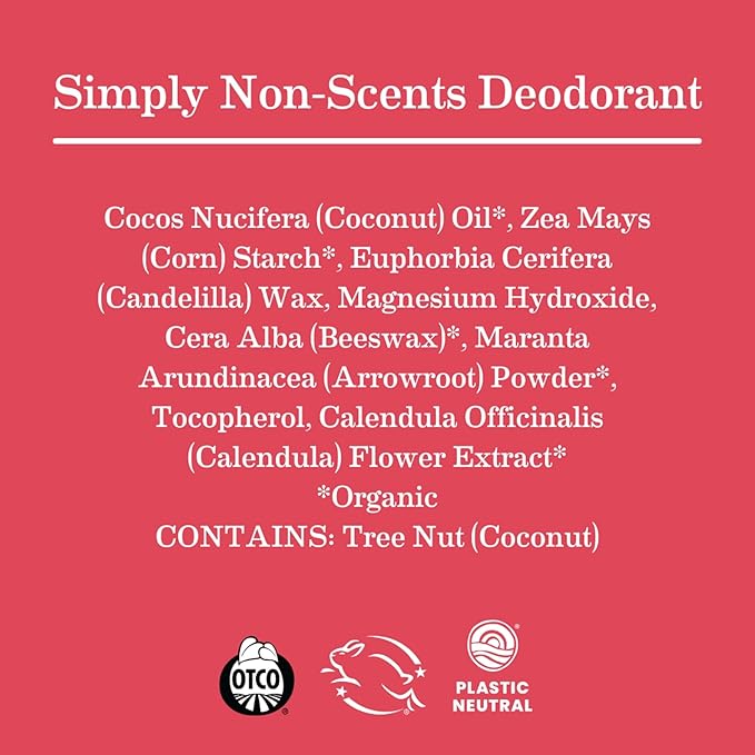 Earth Mama Simply Non-Scents Deodorant | Fragrance-free + Safe for Sensitive Skin, Pregnancy & Breastfeeding, Contains Organic Calendula and Coconut Oil, No Baking Soda or Aluminum, 2.65-Oz (2-Pack)-BrightBean Baby