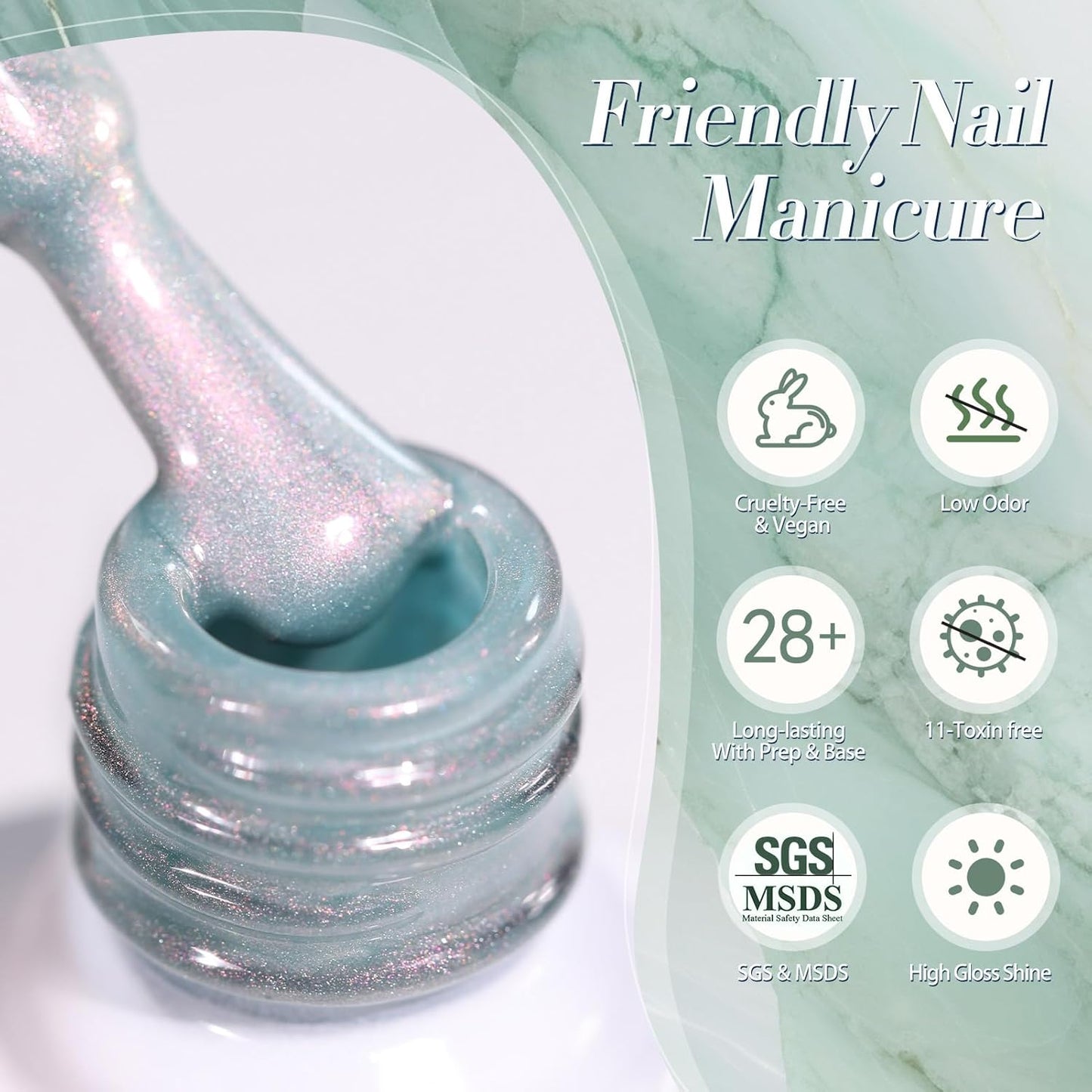 BORN PRETTY Cat Magnetic Eye Gel Nail Polish,Tuberose Green Magnetic Gel Polish Shimmer Magnetic Eye Gel Manicure Nail Art DIY 15ml-BrightBean Baby