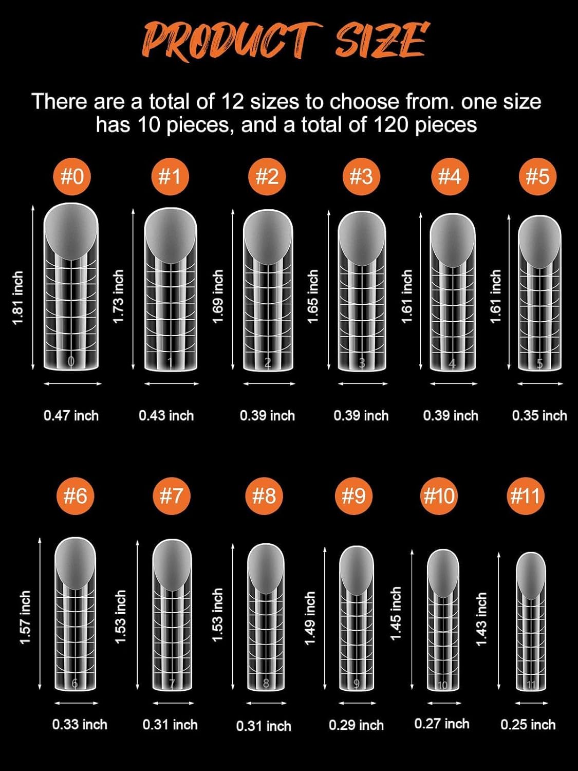 EBANKU 120PCS Dual Nail Forms Matte Poly Gel Nail Molds Square Full Cover Coffin Nail Tips Extension Forms 12 Sizes for Toenail Manicure Nail Art Design Salon&DIY-BrightBean Baby