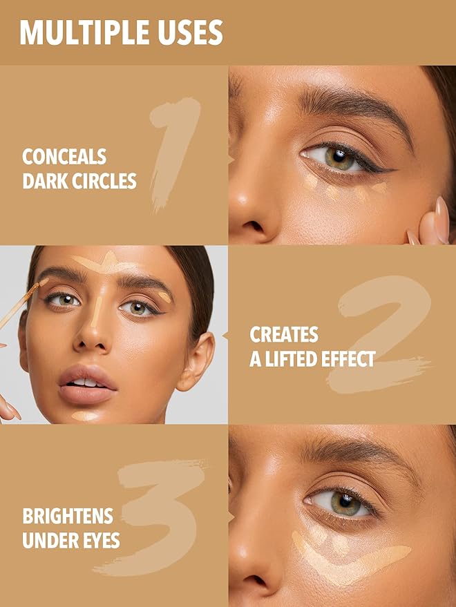 SHEGLAM 12HR Full Coverage Concealer Matte Finish Concealer Stick for Under Eye and Dark Circles - Linen-BrightBean Baby