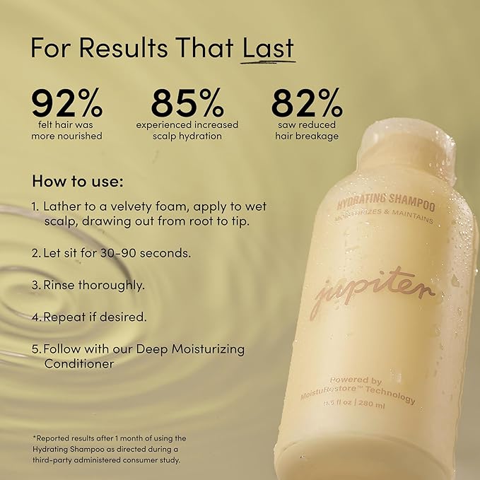 Jupiter Moisturizing Shampoo for Women and Men, Cleanses & Removes Scalp Buildup, Hydrating Shampoo that Strengthens Hair & Nourishes Dry Scalp, Color Safe, Vegan, Sulfate-Free, Paraben-Free-BrightBean Baby