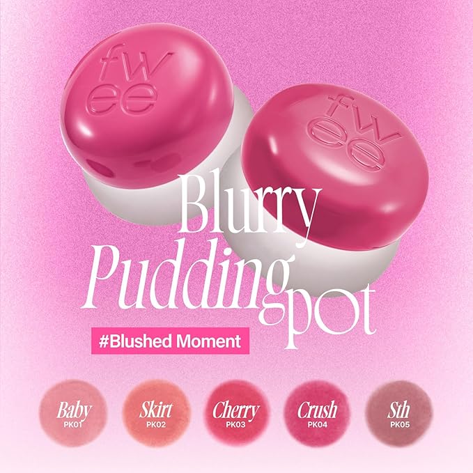 Lip&Cheek Blurry Pudding Pot | Blushed Moment - Cherry | Makeup Blush, Buildable Lightweight, Multi-Use Soft Matte Finish | 5g-BrightBean Baby