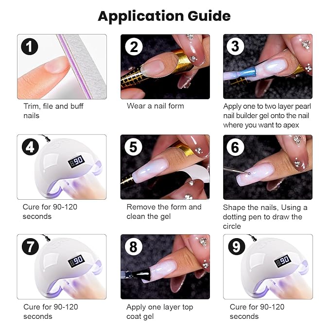 RARJSM Gel Builder Nail Polish Pearl White Purple Glitter Hard Gel in a Bottle Mermaid Shell Pearlescent Thick Extension Structure Gels for Nails 15ml Soak Off Curing Requires Salon Home DIY Use-BrightBean Baby