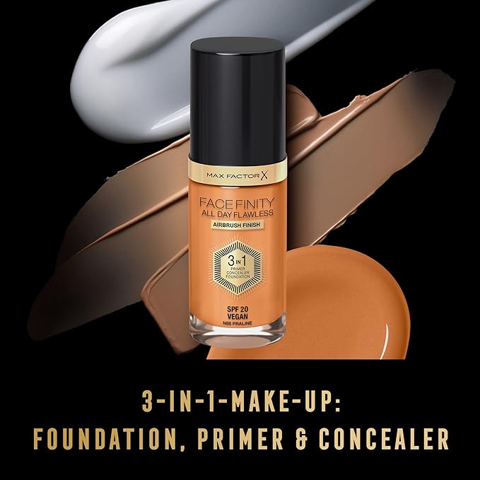 Max Factor Facefinity 3-in-1 All Day Flawless Liquid Foundation, SPF 20-64 Rose Gold, 30 ml-BrightBean Baby