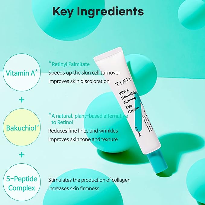 TIAM Vita A Bakuchiol Firming Eye Cream for Wrinkles, Anti-Aging, Dark Circles, and Puffiness, Fragrance-Free Under-Eye Treatment, 1.01 FL.OZ. / 30ml-BrightBean Baby