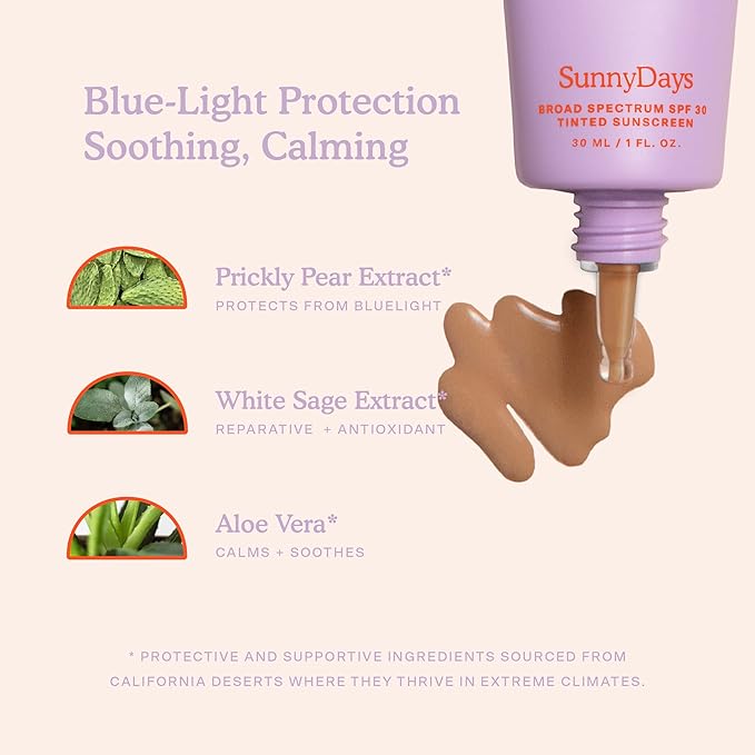 Tower 28 Beauty SunnyDays SPF 30 Tinted Mineral Sunscreen - For Sensitive Skin - 2-in-1 Facial Broad Spectrum UVA/UVB Protection + Foundation – Shade 55 TEMESCAL, 1 Fl Oz-BrightBean Baby