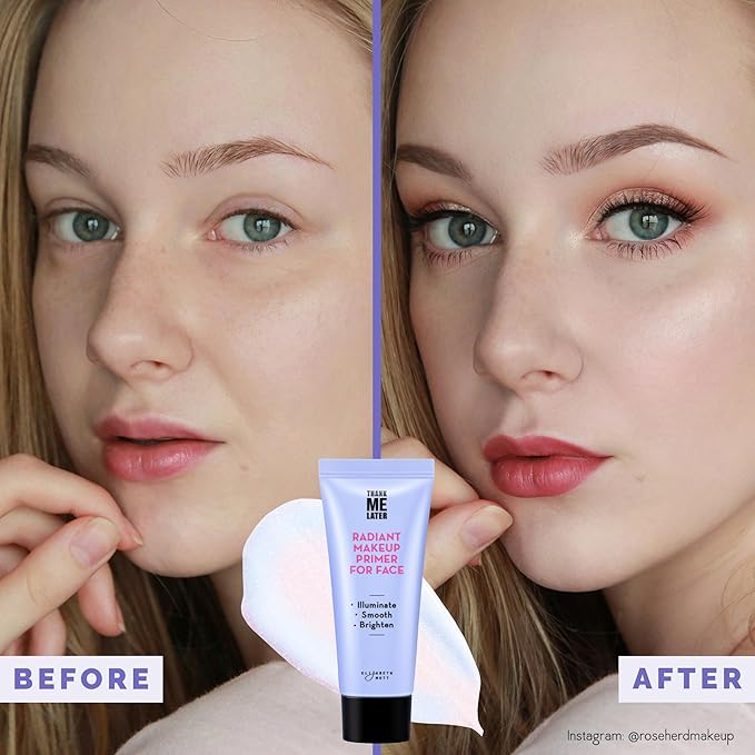 Elizabeth Mott Thank Me Later Radiant Face Primer - Illuminating & Hydrating Makeup Base with Niacinamide for Dewy Skin - Long-Lasting, Oil-Free Formula, Lightweight & Cruelty-Free, 30g-BrightBean Baby
