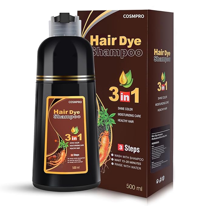 Hair Dye Shampoo Chestnut Brown Hair Color Shampoo for Gray Hair Coverage Herbal Hair Dye Shampoo 3 in 1 for Men and Women, Instant Color Shampoo-BrightBean Baby