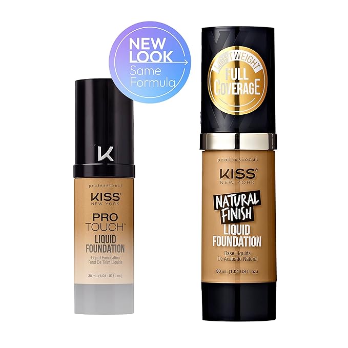 Kiss New York Professional Liquid Foundation - Lightweight and Hydrating Formula, Natural Finish, Control Shine, Cover Pores, Medium to Full Coverage, Green Tea Extract (Soft Tan)-BrightBean Baby