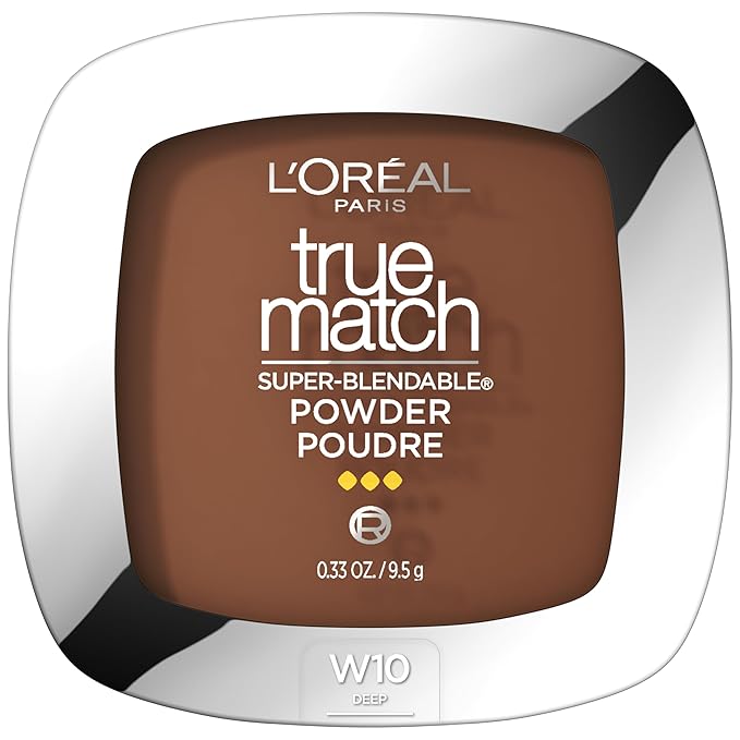 L'Oreal Paris True Match Super Blendable Oil Free Powder Foundation, W10 Deep, 0.33 oz-BrightBean Baby