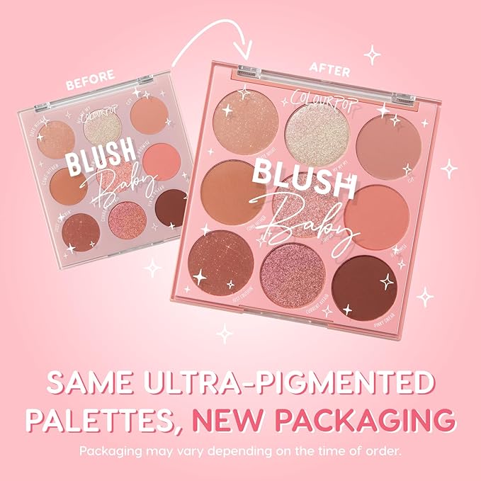 ColourPop Eyeshadow Palette - Eye Makeup Palette with Matte, Metallic, Matte Sparkle & Glitter Finishes - High-Pigment Eye Makeup with a Long-Wearing Formula - Blush Baby (0.3 oz)