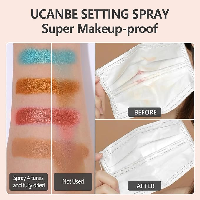 Long Lasting Makeup Setting Spray Kit - 3.38 Fl oz Super Matte Finish Setting Mist Lightweight Face Make up Fixer for Oily Skin + 1PC Sponge Puff + 1PC Powder Puff-BrightBean Baby