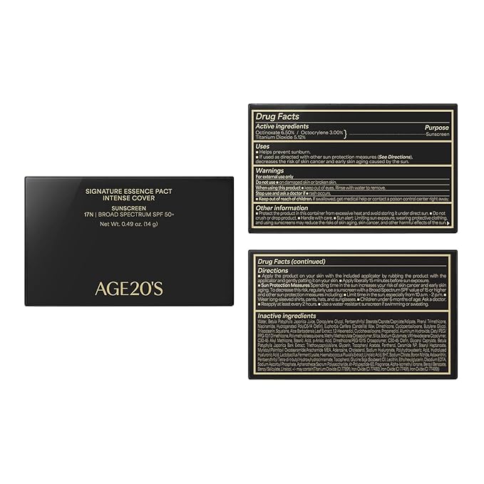AGE20'S Signature Essence Pact SPF 50+ | Pack of 1 | 17N IVORY | Cream Foundation, Dewy Finish, Natural Coverage | Korean Cushion Foundation-BrightBean Baby