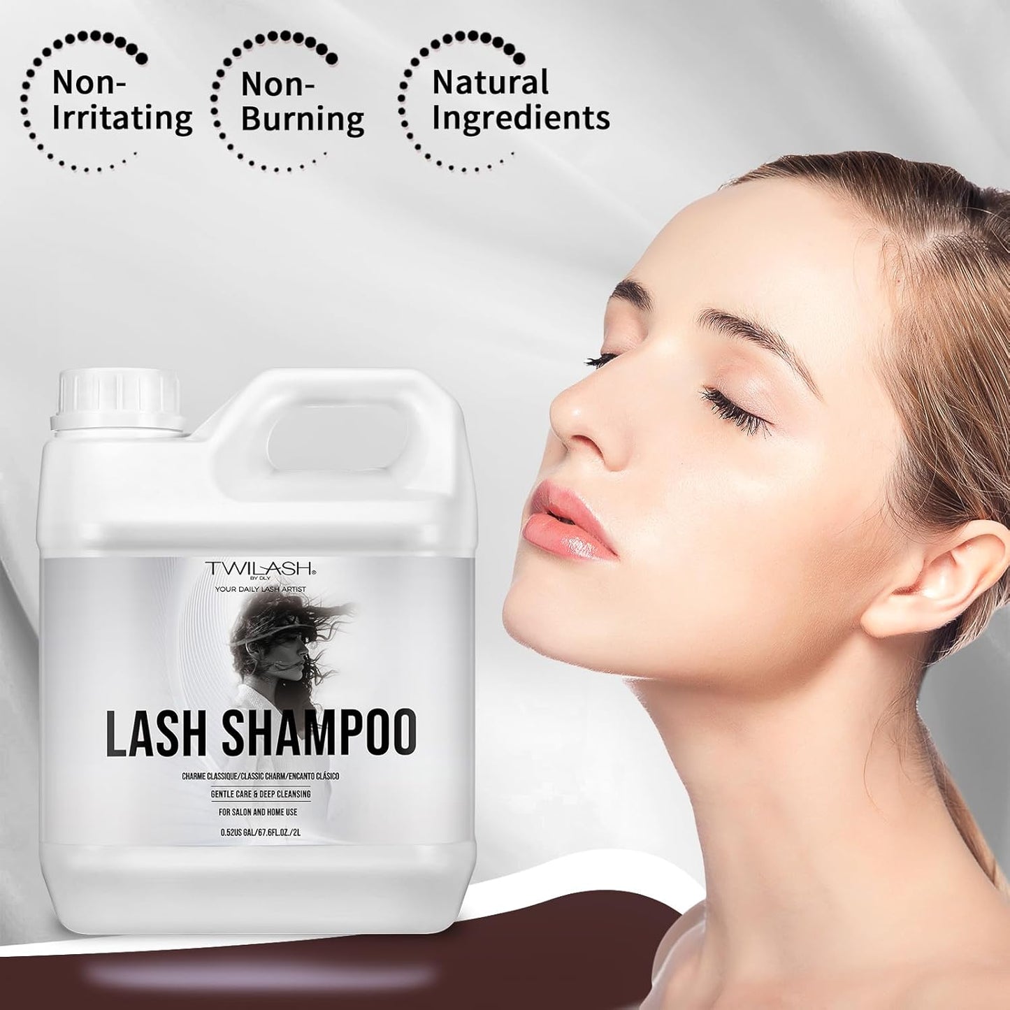 Lash Shampoo Bulk, Eyelash Cleanser for Extensions 2 Liters, Dispenser Pump, Non-irritating or Burning Eyelid Foaming Cleanser for Professional Salon and Home Use (Classic Charm-2L)-BrightBean Baby