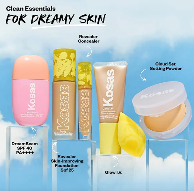 Kosas Cloud Set Face Setting Powder | Smoothing Shine Control, Soft, Sheer Setting Translucent Makeup Finish, Portable & Long-Lasting (Sheer Light Medium)-BrightBean Baby
