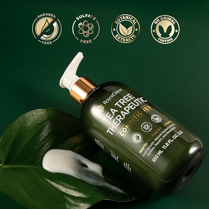 Roycederm Tea Tree Antifungal Shampoo and Conditioner: Complete Scalp Care Solution for Folliculitis, Dry, Itchy, and Flaky Scalp - Infused with Tea Tree Oil, Paraben & Sulfate Free-BrightBean Baby